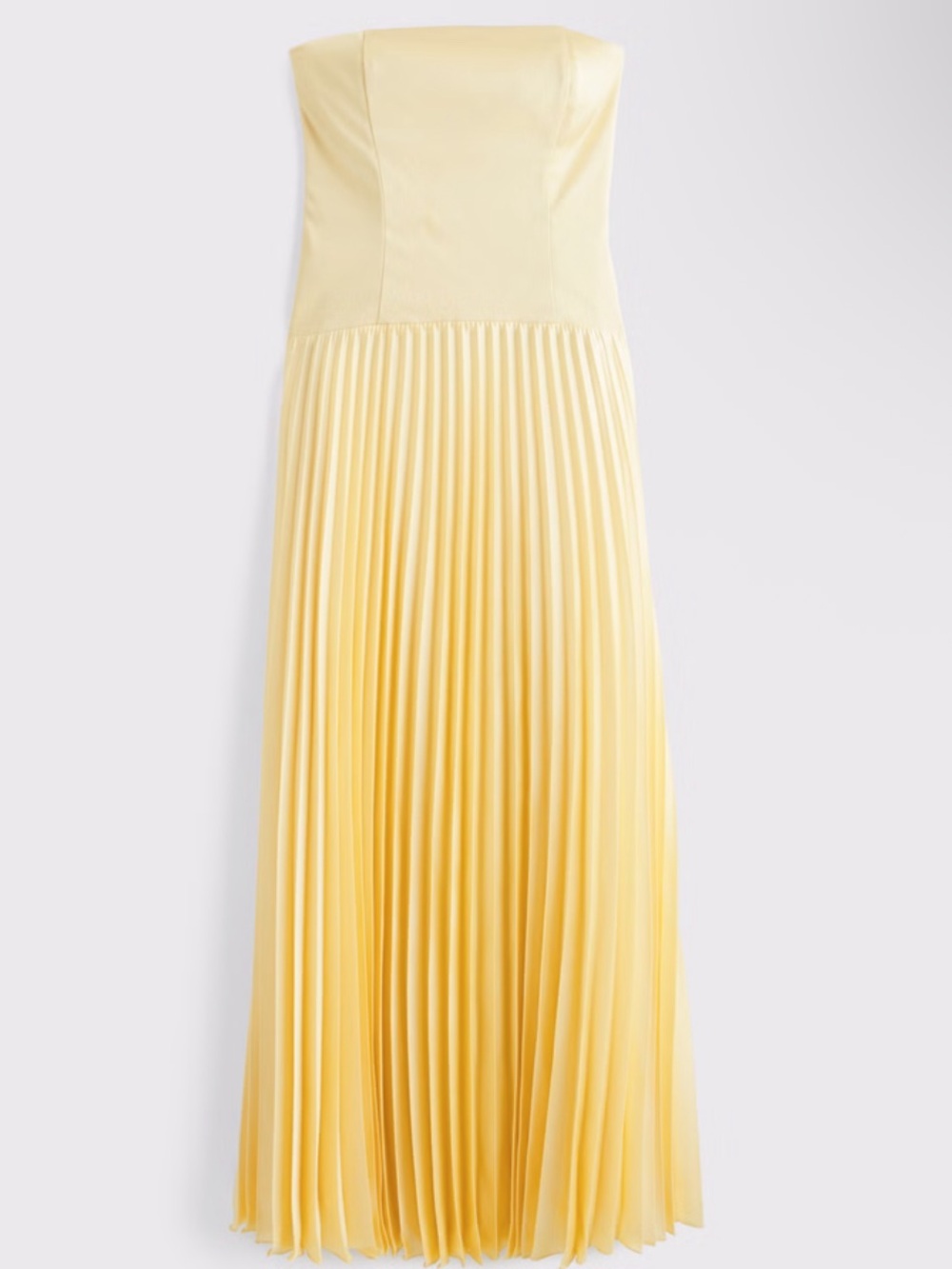 Abercrombie & Fitch Strapless Pleated Yellow Maxi Dress